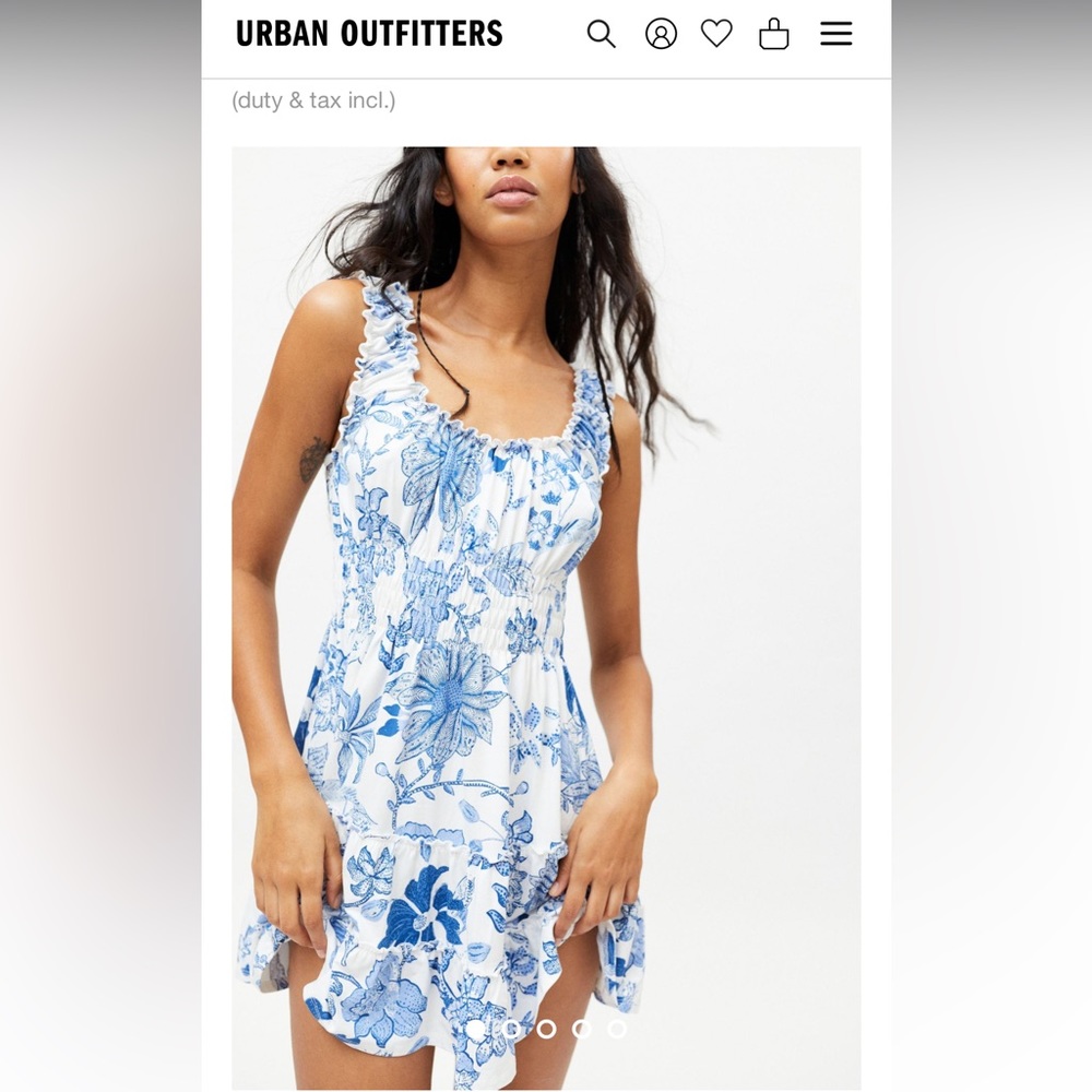 Urban Outfitters, Lizzy Smock Floral Mini Dress, Size S